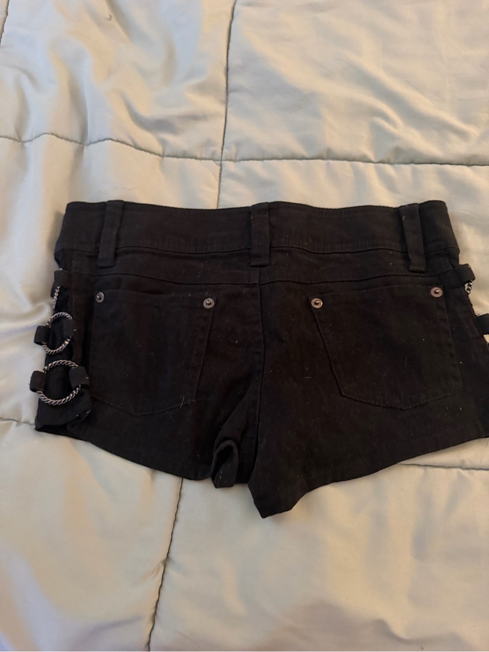 Vanity Black Women's Short Shorts with Side Buckle Detail - Picture 3 of 4
